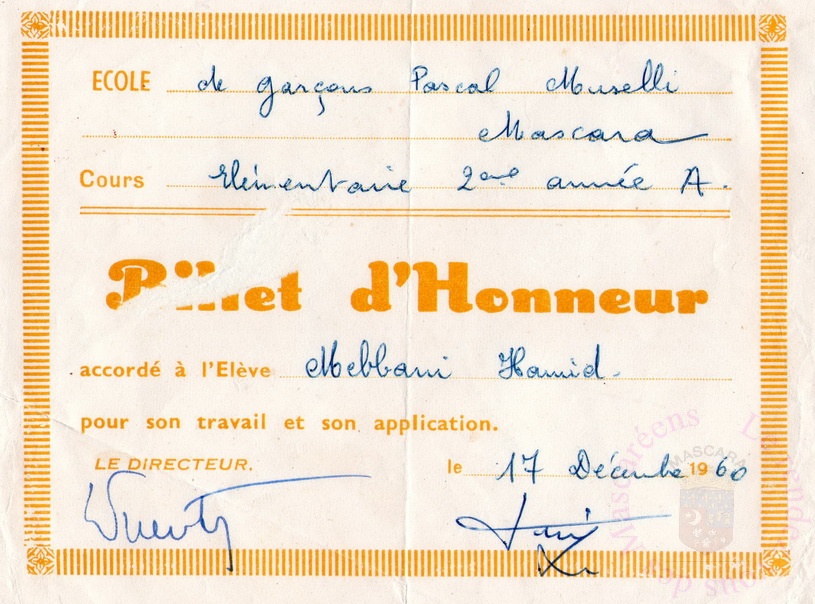 Billet d'honneur